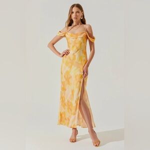 NWT ASTR the label KITURA COLD SHOULDER COWL NECK MIDI DRESS